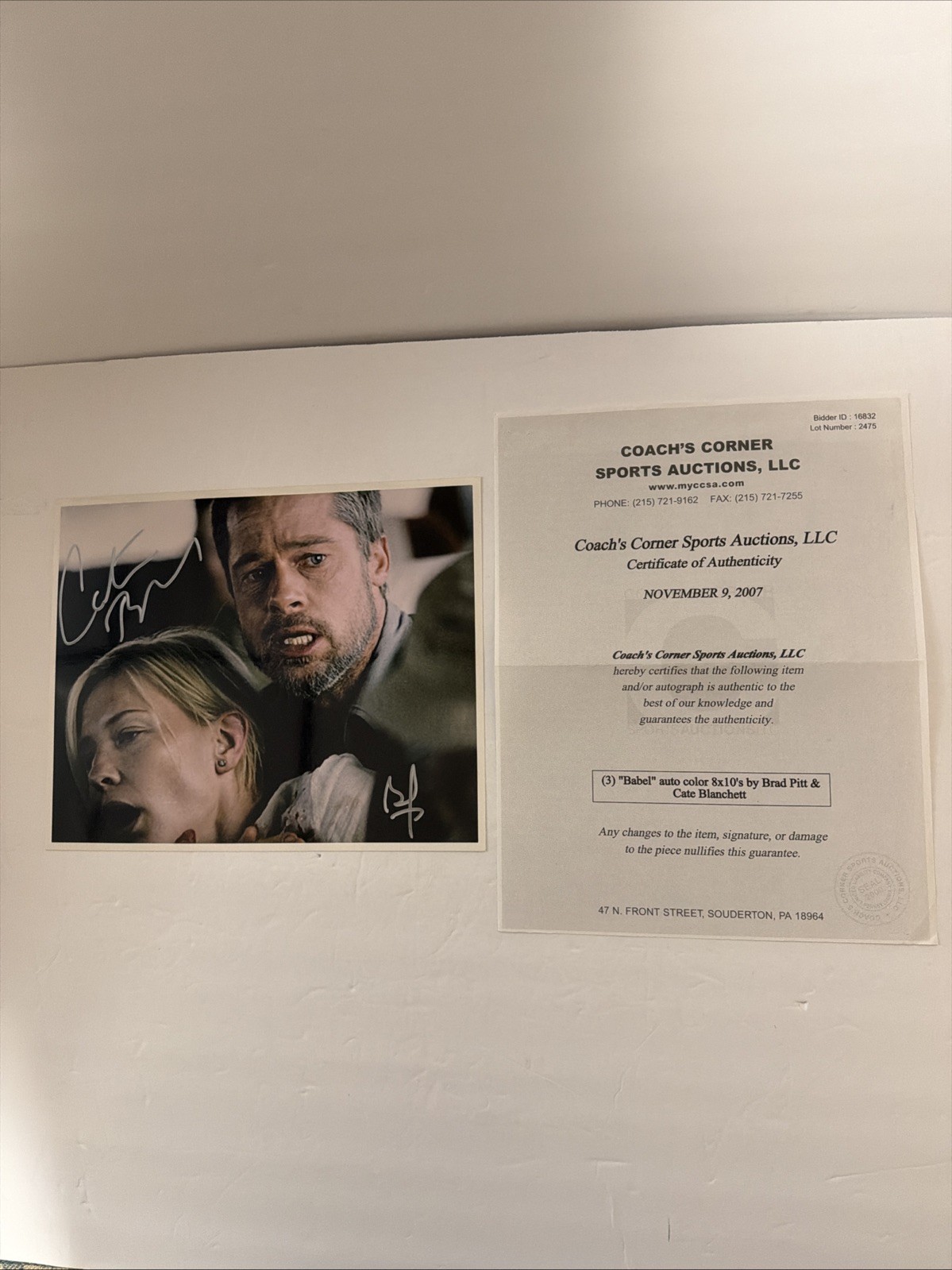 Brad Pitt & Cate Blanchett Signed 8x10 Photo W/COA Movie “Babel”
