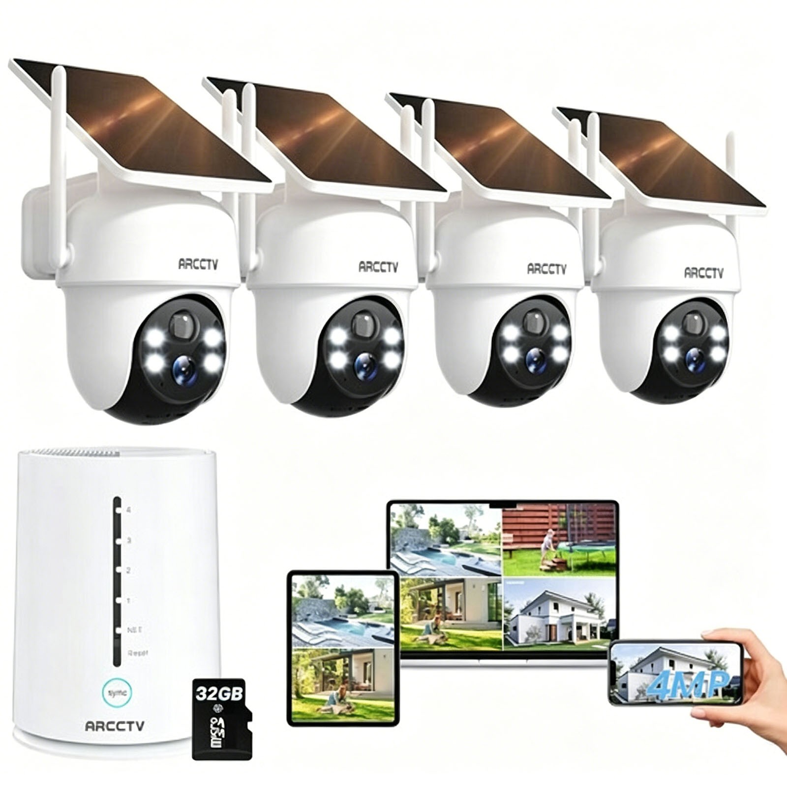 ARCCTV Solar Battery Powered Wireless Security Camera System WiFi6 Outdoor Home
