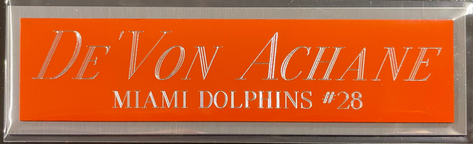 DE\'VON ACHANE Dolphins NAMEPLATE AUTOGRAPHED Signed FOOTBALL-HELMET-JERSEY-PHOTO DE\'VON ACHANE Dolphins NAMEPLATE AUTOGRAPHED Signed FOOTBALL-HELMET-JERSEY-PHOTO