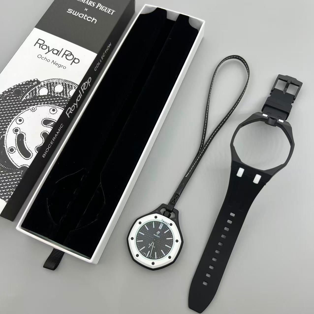⌚️Pocket Watch Swatch x Audemars Piguet Royal Pop Black Bioceramic ⌚️Pocket Watch Swatch x Audemars Piguet Royal Pop Black Bioceramic