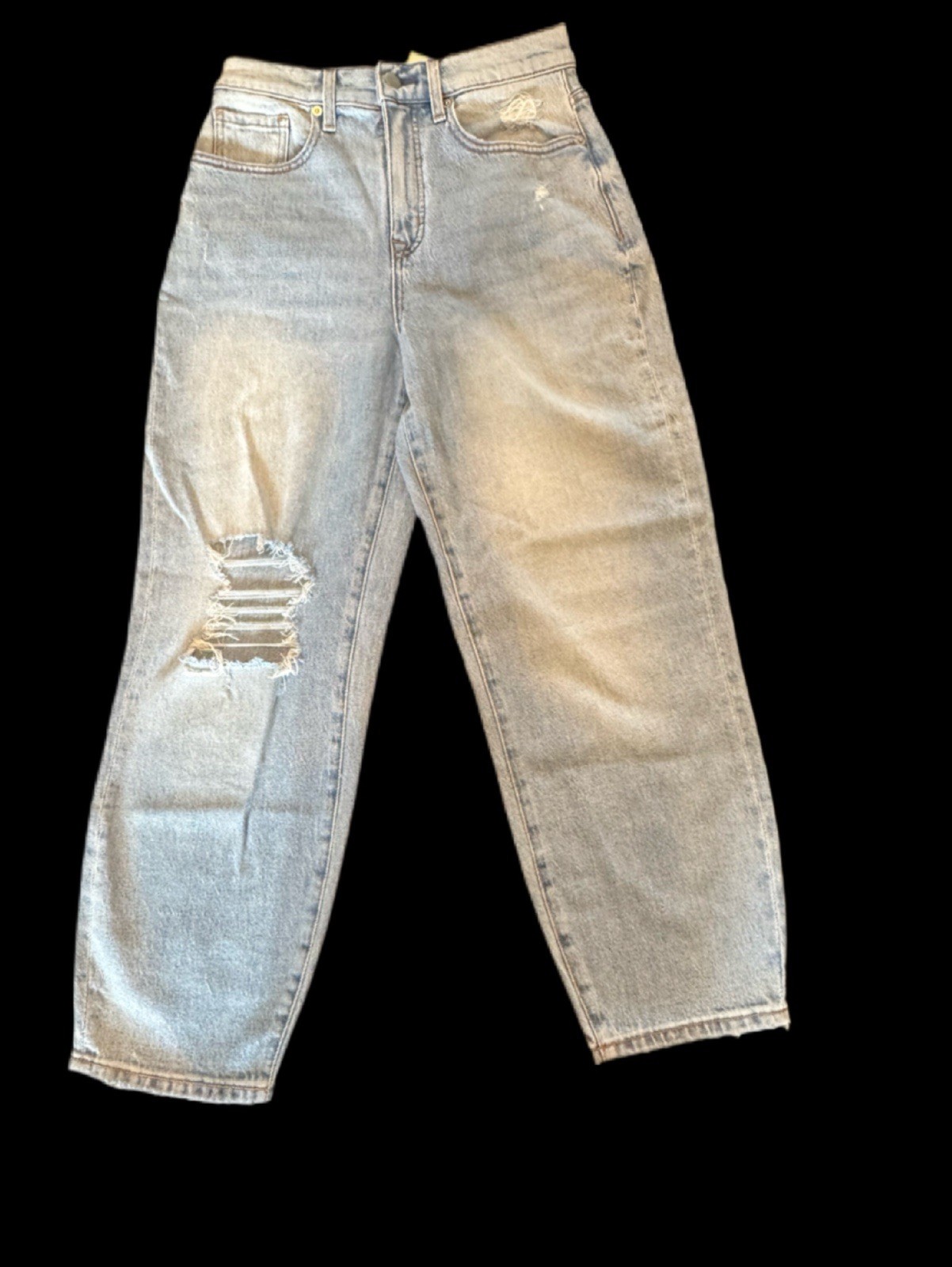 Evereve Women’s Ever Vintage Barrel Jeans Size 26 New with Tags Distressed NWT