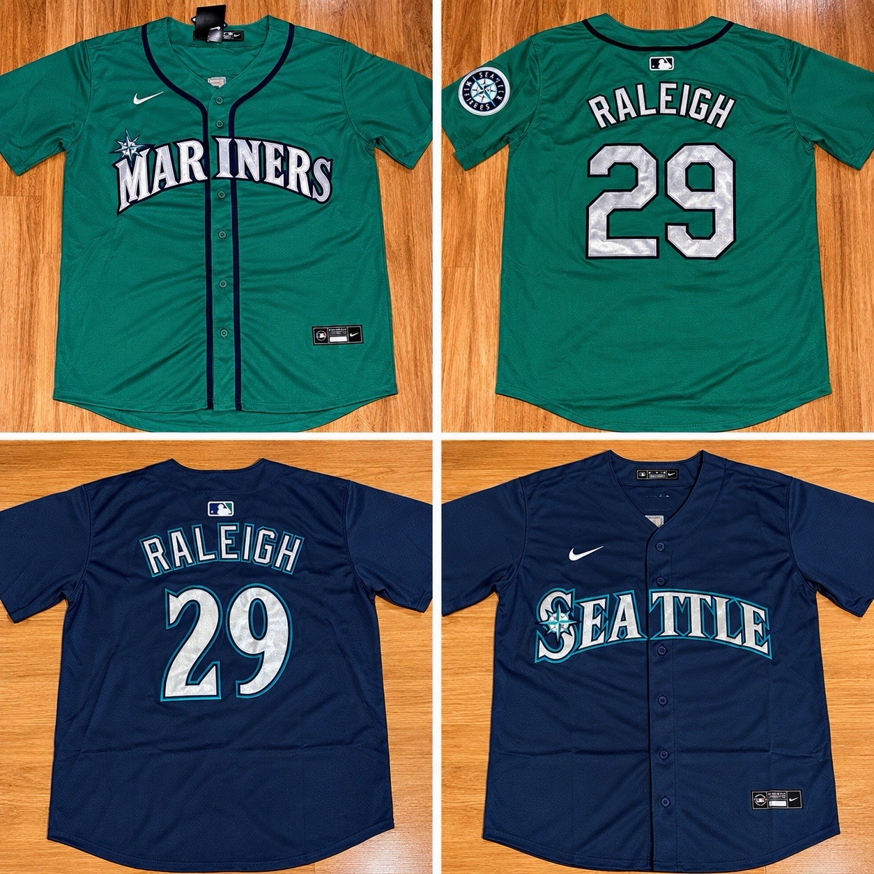 Seattle Mariners Cal Raleigh Aqua Teal Navy Blue Stitched Mens Jersey