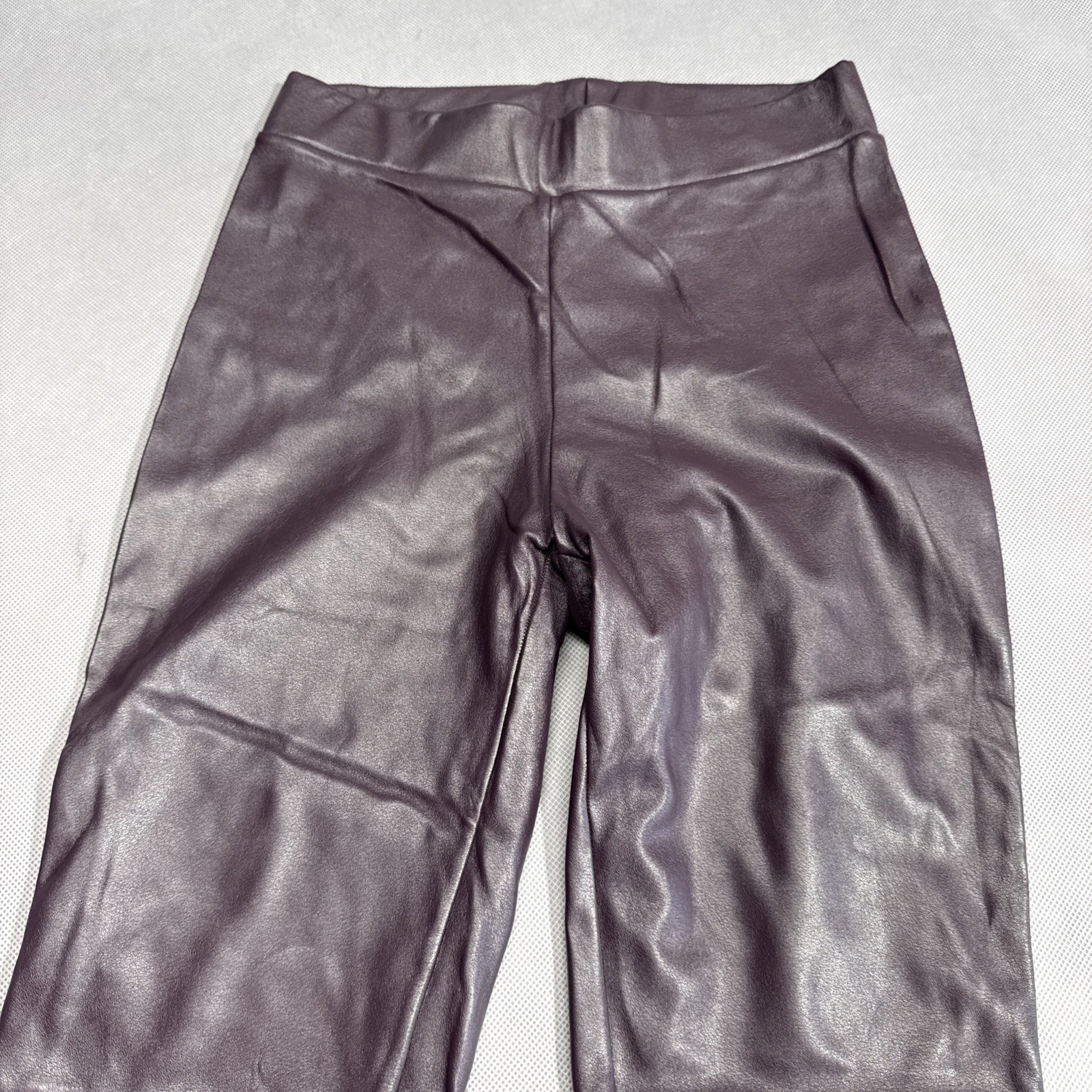 Wolford Estella Faux Leather Leggings Burgun High Rise Skinny Stretch  Size 6