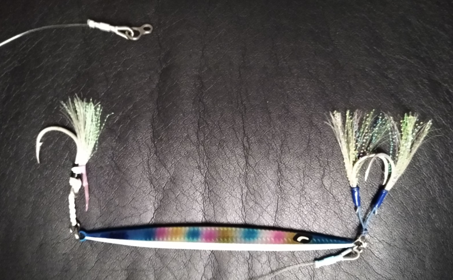 Mustad 250g cotton candy Verticle Knife Jig / Upgraded hooks /  200lb 15”leader.