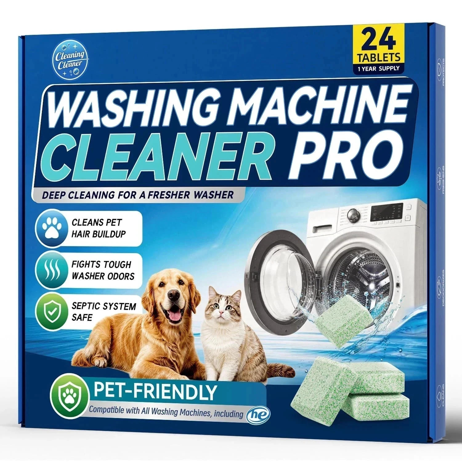 Uproot Clean Washing Machine Cleaner Tablets - 24 Pack for a 12 Month Supply. Fo