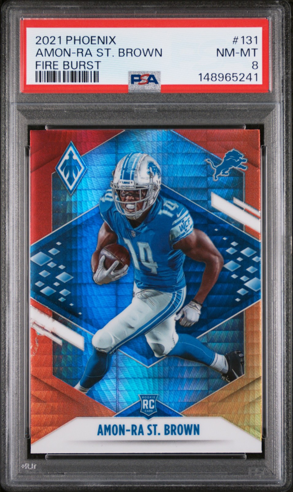 2021 Panini Phoenix AMON-RA ST. BROWN Fire Burst #131 PSA 8 NM-MINT RC ⭐