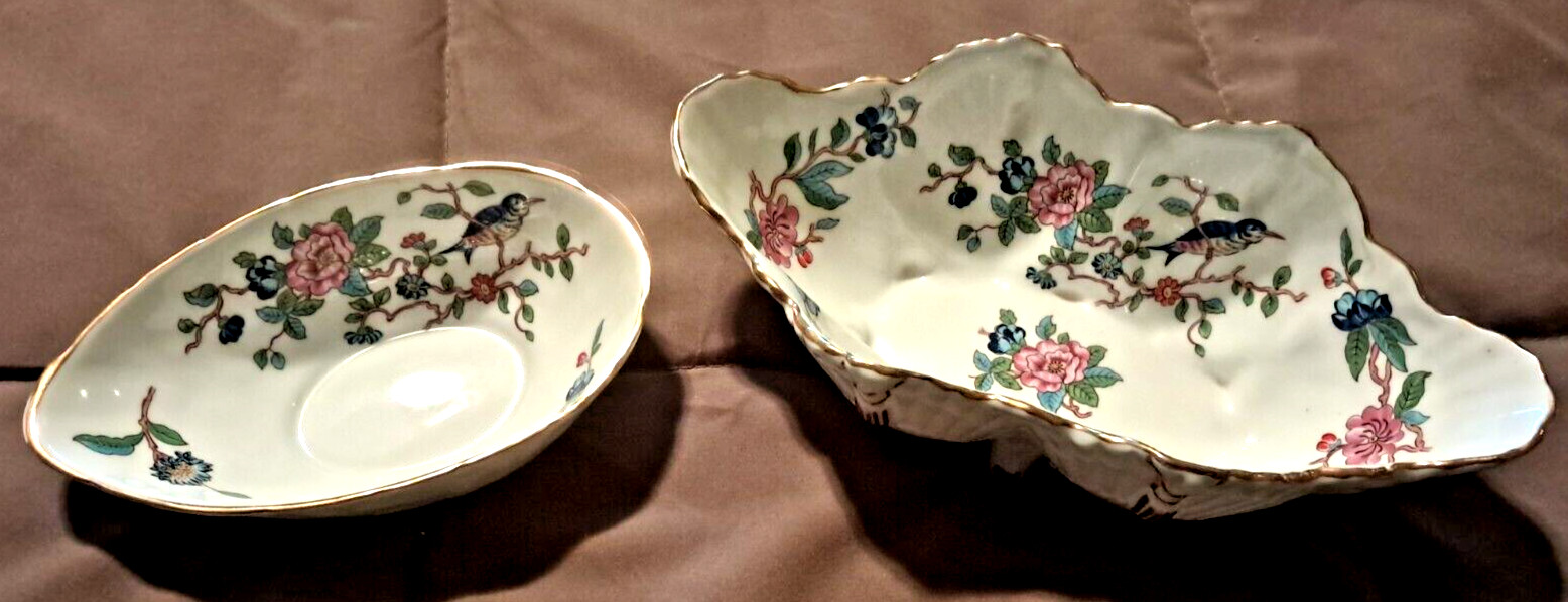AYNSLEY Bone China, ENGLAND, PEMBROKE PATTERN, footed bowl plus egg-shaped, 2pcs