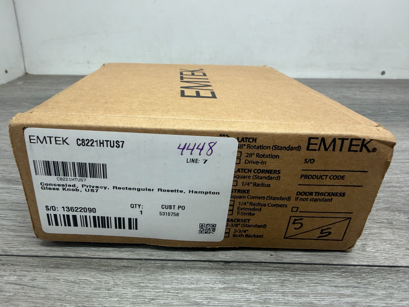 Emtek C8221HTUS7 Concealed, Privacy, Rectangular Rosette, Hampton Knob Emtek C8221HTUS7 Concealed, Privacy, Rectangular Rosette, Hampton Knob