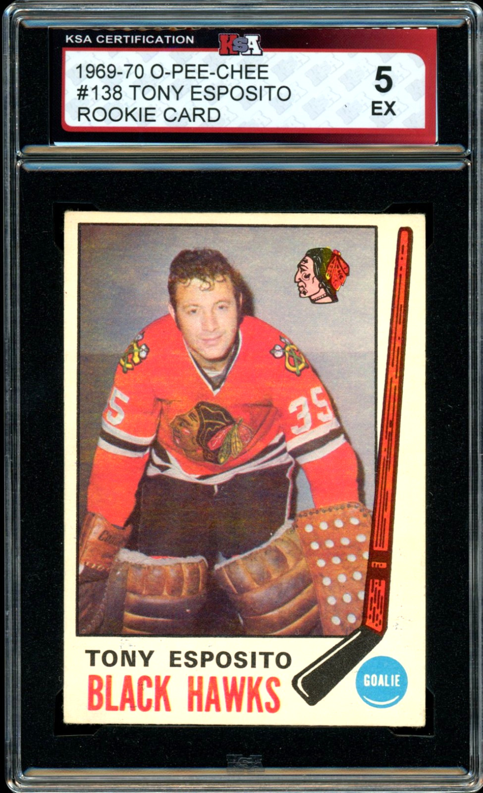 1969-70 OPC O-PEE-CHEE NHL #138 Tony Esposito Rookie HOF KSA 5 EX Black hawks RC