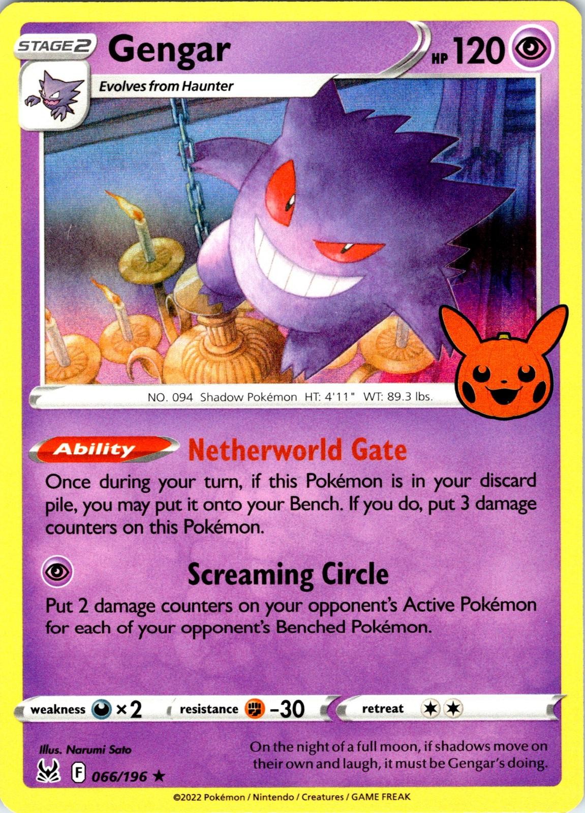 Gengar (2022 Copyright Date) 066/196 Trick or Trade BOOster 2023 Pokemon NM Gengar (2022 Copyright Date) 066/196 Trick or Trade BOOster 2023 Pokemon NM