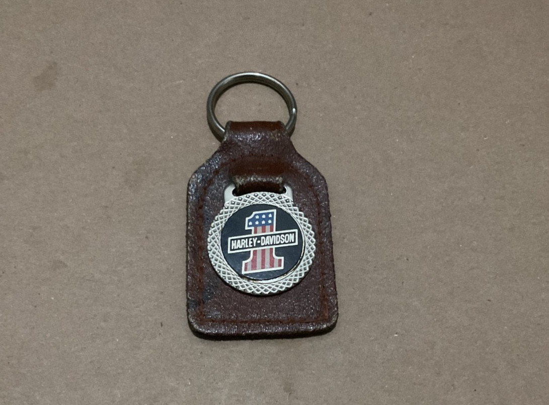 Vtg 1970s Harley Davidson #1 Leather Key Fob - Ultra Rare Brown Canada Edition