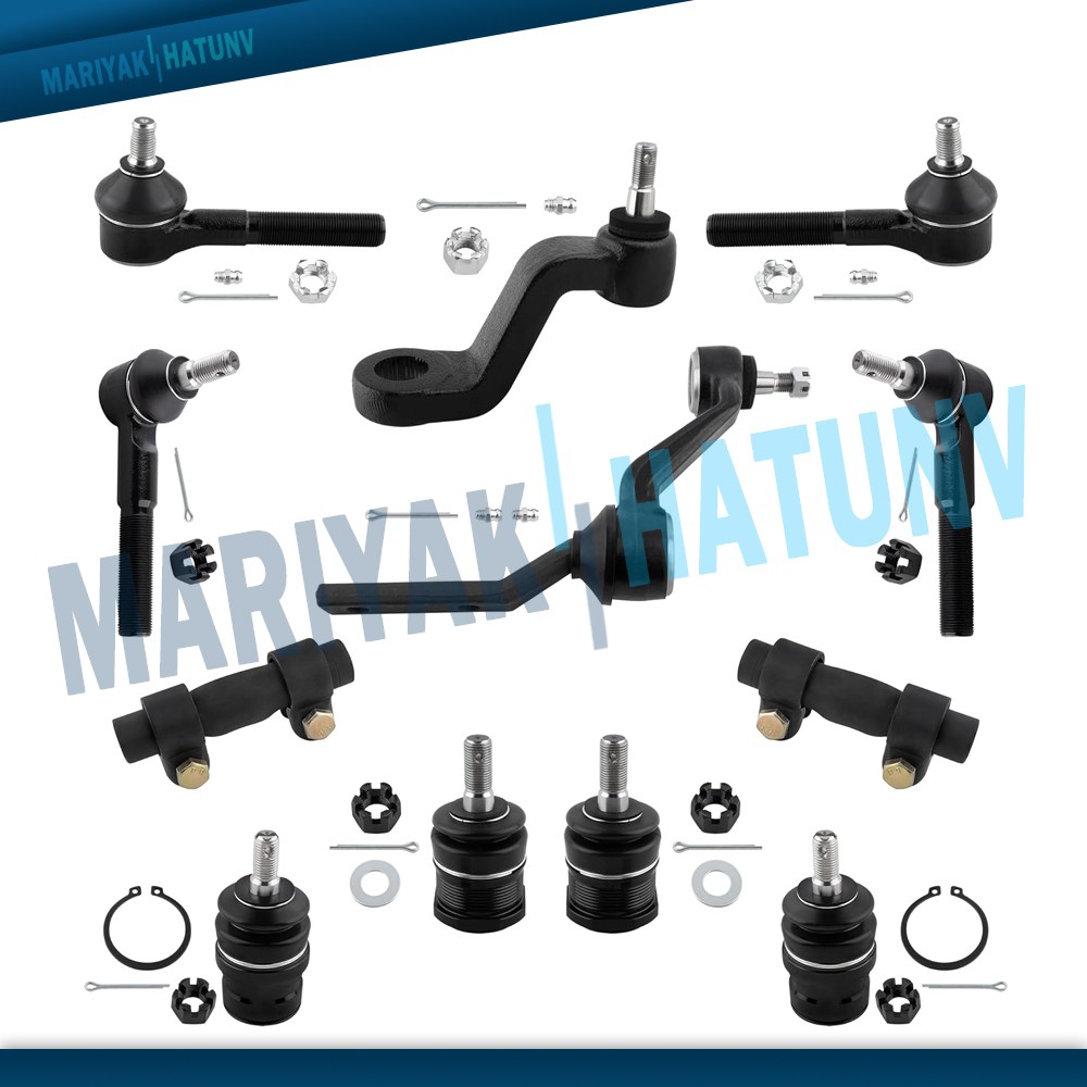 12 Front Ball Joint Tie Rods Pitman Idler Arm Kit Fits 1991-96 Dodge Dakota 4WD