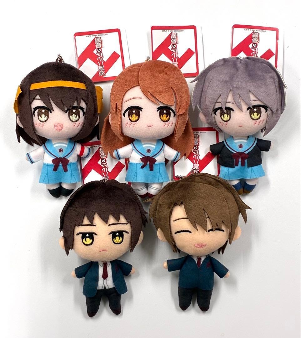 The Melancholy of Haruhi Suzumiya FabNui Plush Doll Complete Set of 5 NEW