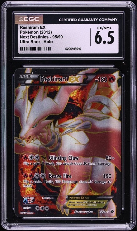 CGC 6.5 Reshiram EX Full Art Next Destinies B&W 2012 Pokemon Card #95 CGC 6.5 Reshiram EX Full Art Next Destinies B&W 2012 Pokemon Card #95