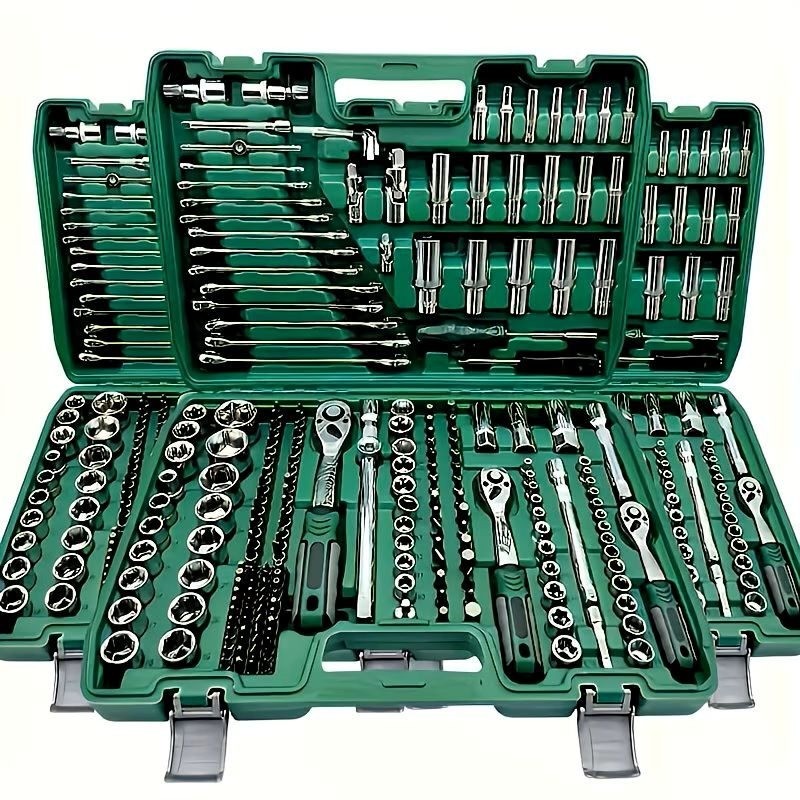 216 Piece Professional Mechanics Tool Set Automotive Repair Kit with Case Green 216 Piece Professional Mechanics Tool Set Automotive Repair Kit with Case Green