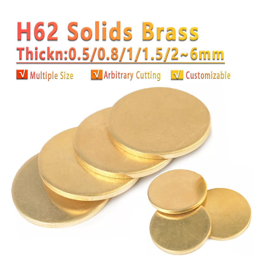 H62 Solid Brass Discs Plate Round Sheets Thick 3mm OD 152mm