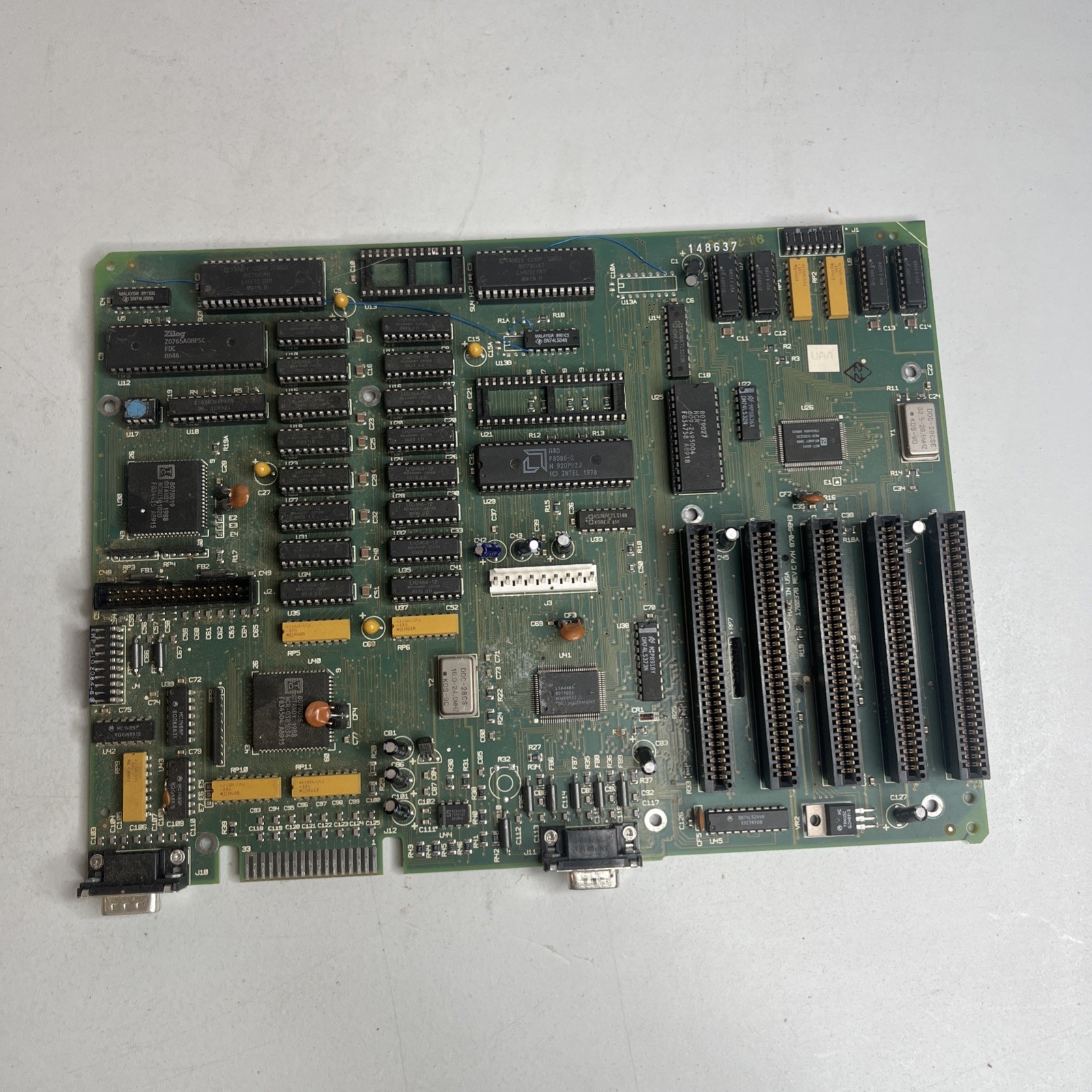 Vintage 1980s PC XT Clone Motherboard 8088 CPU 8-Bit ISA Slots Untested