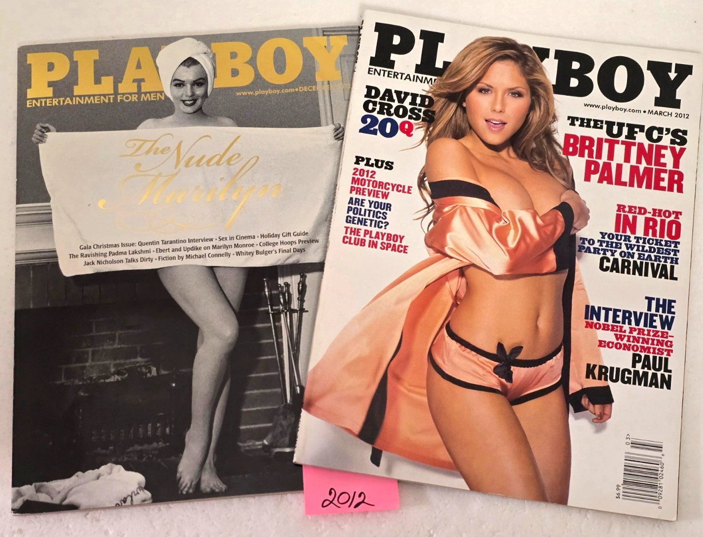 Lot 2 PLAYBOY 2012 THE NUDE MARILYN  & RED-HOT RIO Issues (Mar & Dec) Like New