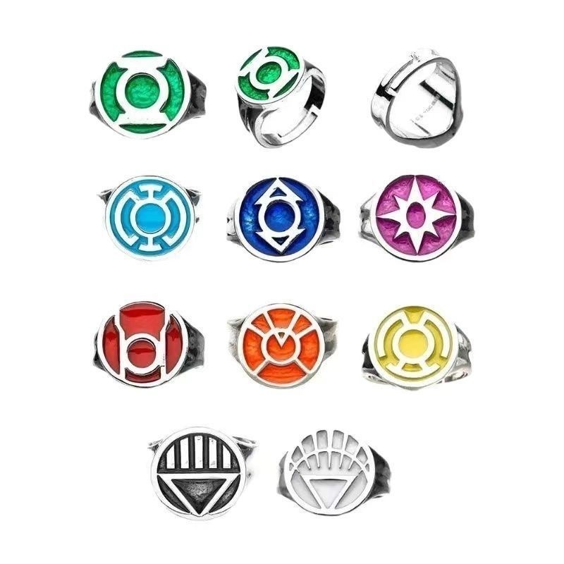 DC Comics Green Lantern Power Rings - Set of 9 Rings Adjustable Ring No Box
