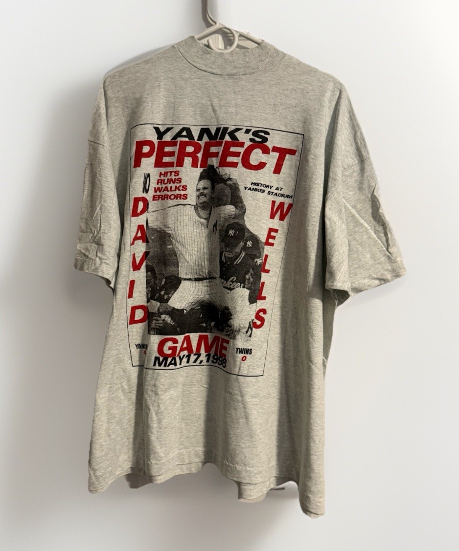 Vintage David Wells Tee T-shirt 1998 Yanks Perfect Single Stitch Size 3XL