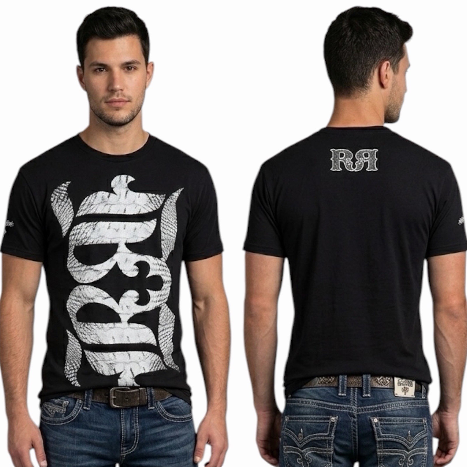 ROCK REVIVAL JEANS Black LAFLIN Regular Fit Short Sleeve Graphic T-shirt NWT ROCK REVIVAL JEANS Black LAFLIN Regular Fit Short Sleeve Graphic T-shirt NWT