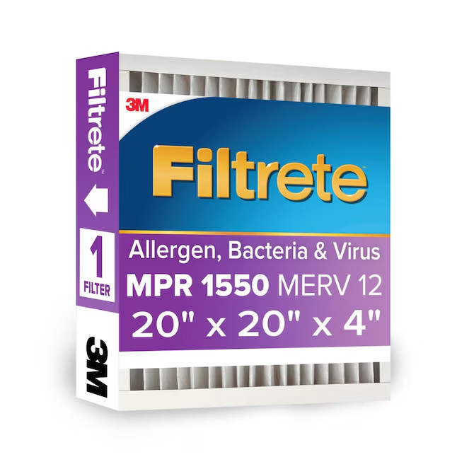 Filtrete 20x20x4 MERV 12 1550 MPR Allergen Pleated Air Filter 1900 Filtrete 20x20x4 MERV 12 1550 MPR Allergen Pleated Air Filter 1900