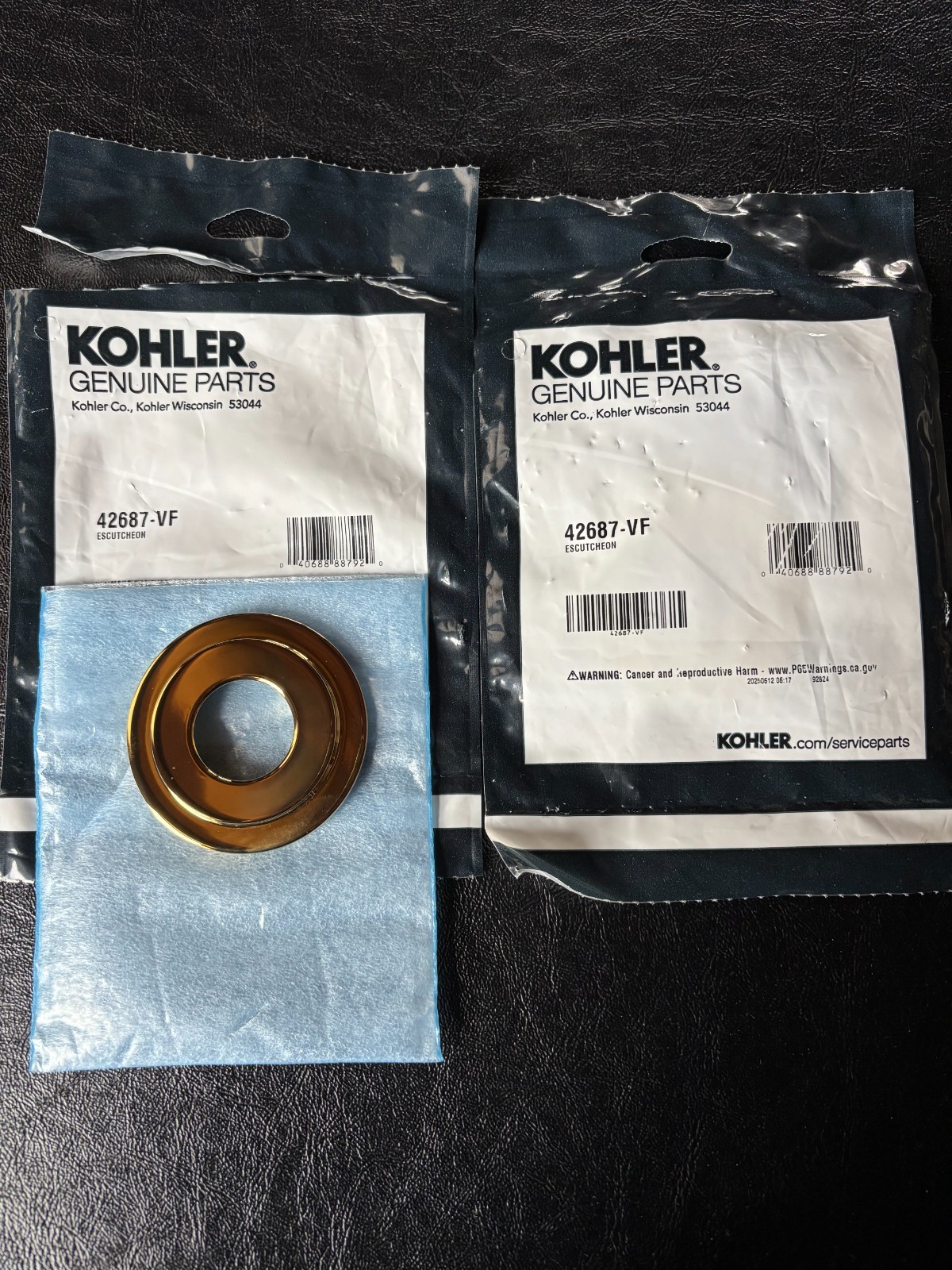 Kohler 42687-VF (gold) Escutcheon (2) (New) Kohler 42687-VF (gold) Escutcheon (2) (New)