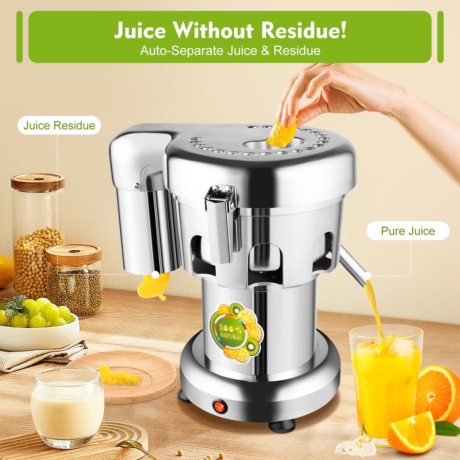 Commercial Juice Extractor Machine Fruit Vegetable Juicer Electric Stainless370W