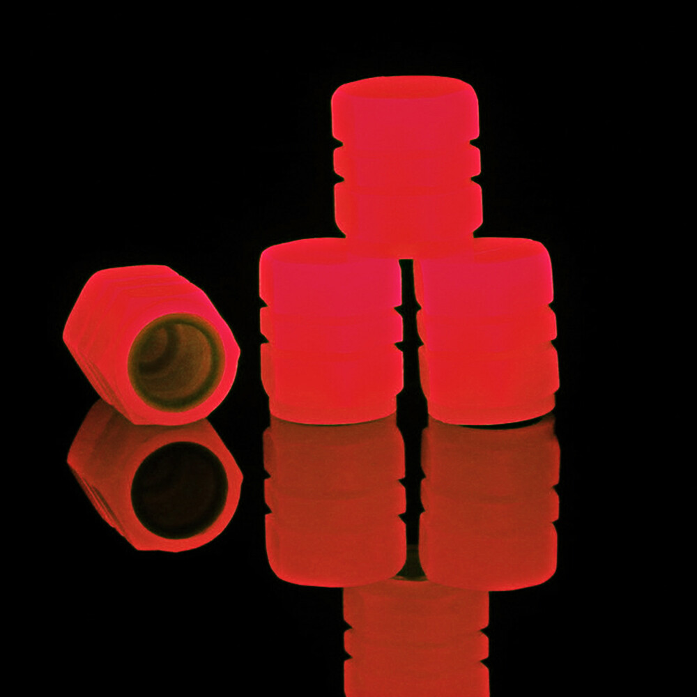 4Pcs Red Luminous Tire Valve Cap Car SUV Wheel Dust Cover Glow In The Dark