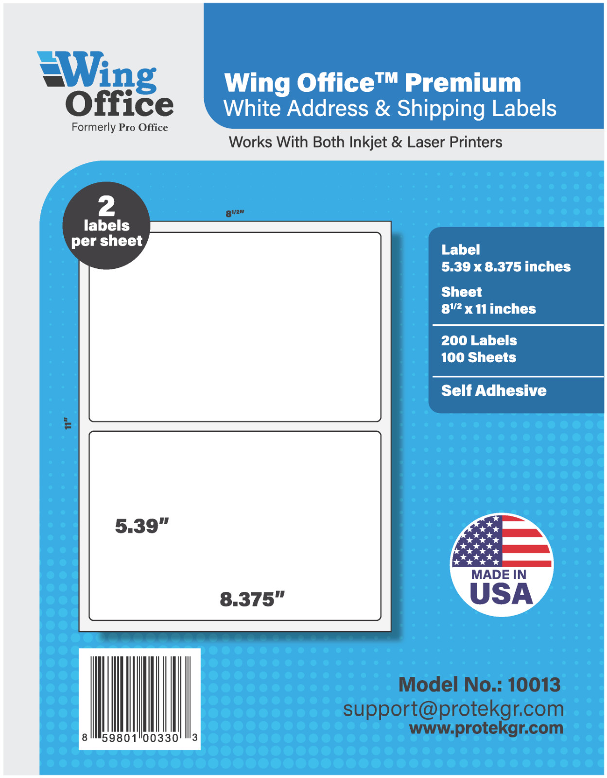 WING OFFICE 400 Premium Shipping Labels Self Adhesive 2 per Sheet 5.4\ WING OFFICE 400 Premium Shipping Labels Self Adhesive 2 per Sheet 5.4\