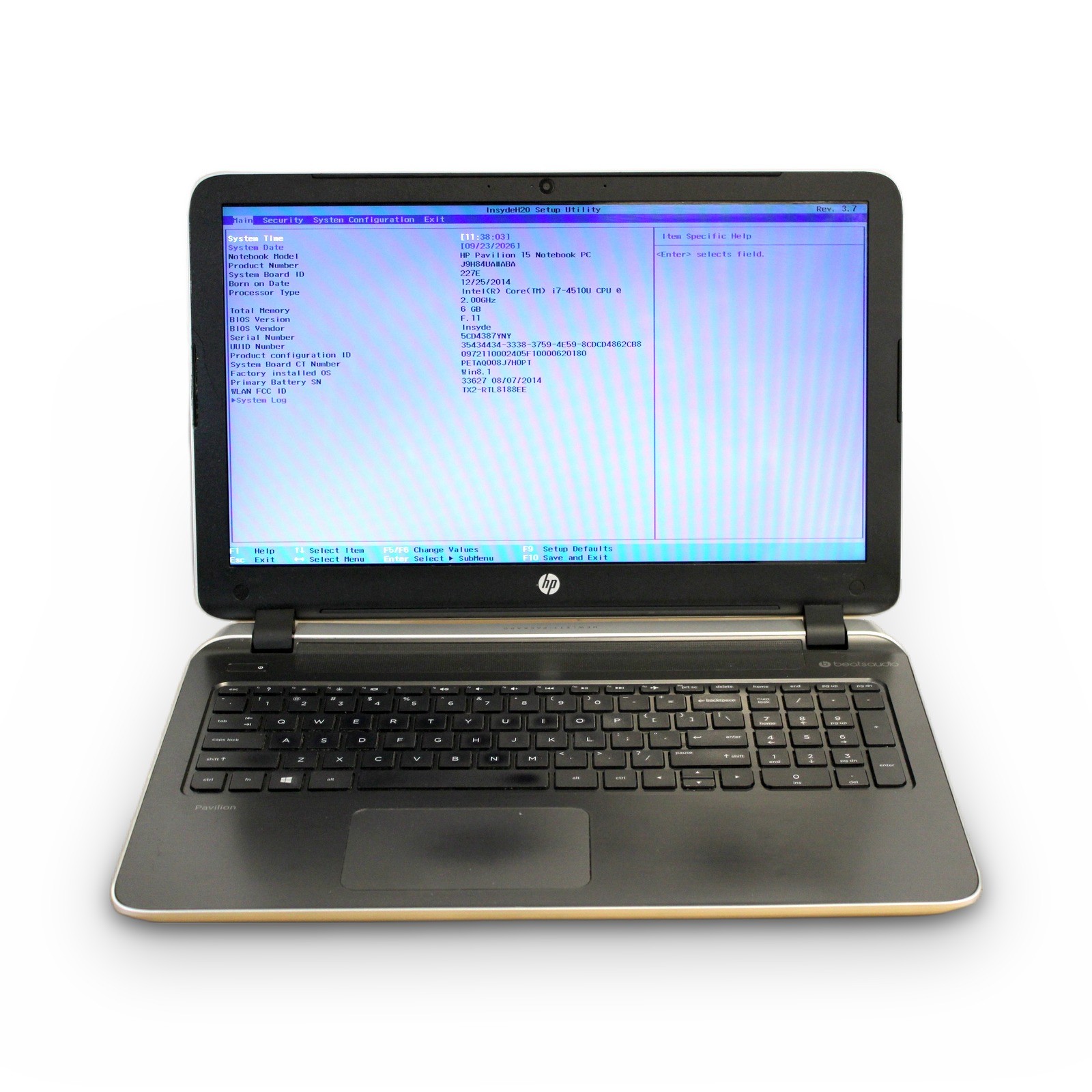 HP Pavilion 15 i7-4510U 6GB 750GB HDD 15.6in Grade B No OS, Power Cord