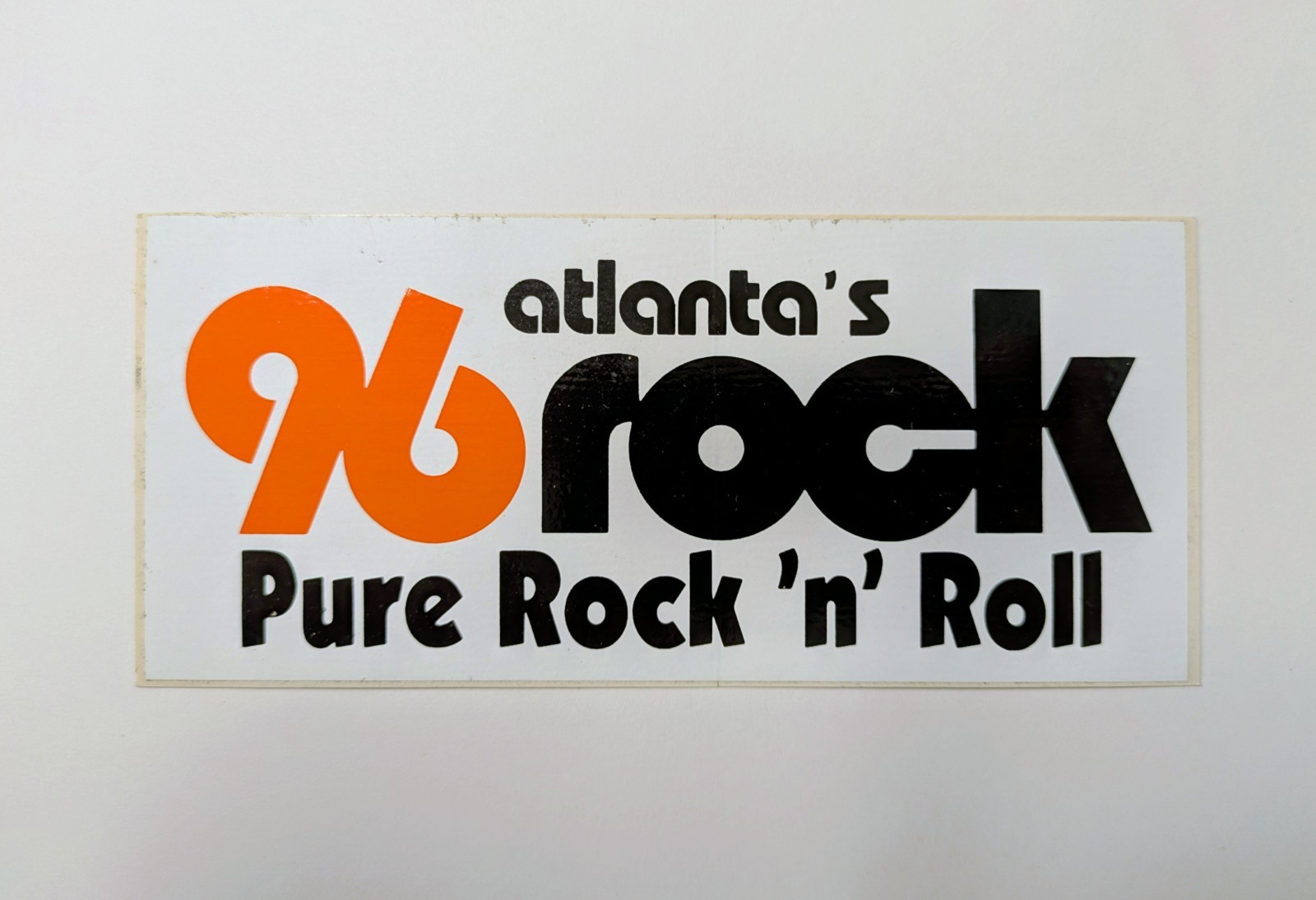 96 Rock Atlanta\'s Pure Rock \'n\' Roll Station Bumper Sticker Vintage 1980s 96 Rock Atlanta\'s Pure Rock \'n\' Roll Station Bumper Sticker Vintage 1980s
