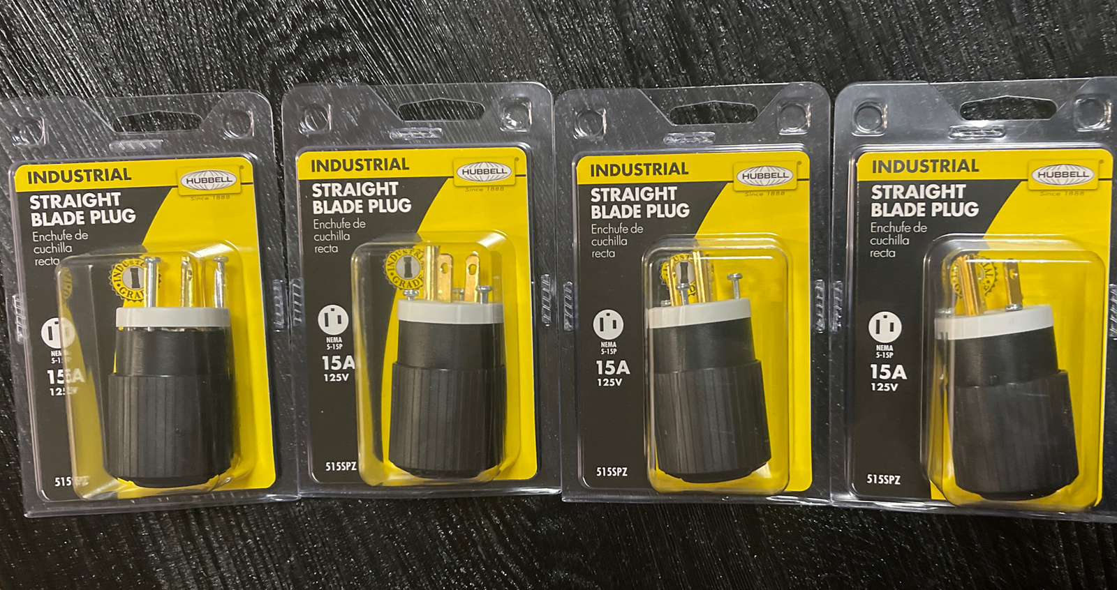 4 Pack 15A 125V NEMA 5-15P STRAIGHT BLADE PLUG Industrial Grade 4 Pack 15A 125V NEMA 5-15P STRAIGHT BLADE PLUG Industrial Grade