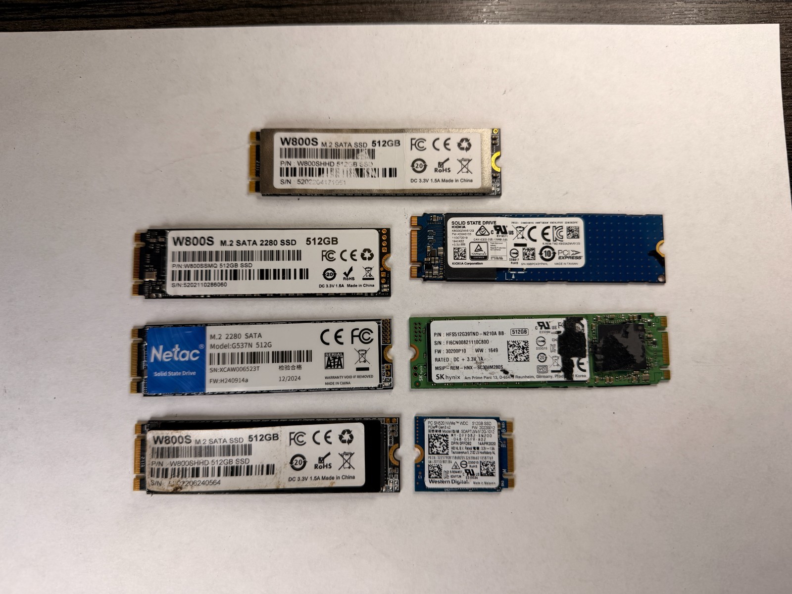 Lot of 7 M.2 2280 SSD 512GB SATA Multiple brands Tested Lot of 7 M.2 2280 SSD 512GB SATA Multiple brands Tested