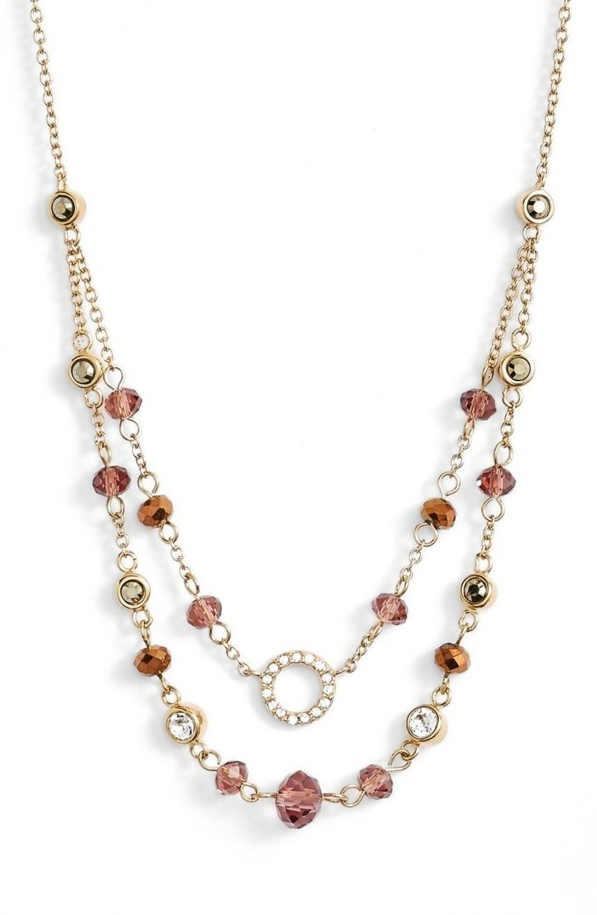 JUDITH JACK 131502 Women\'s Multistrand Beaded Collar Gold Plated Necklace 15.5\
