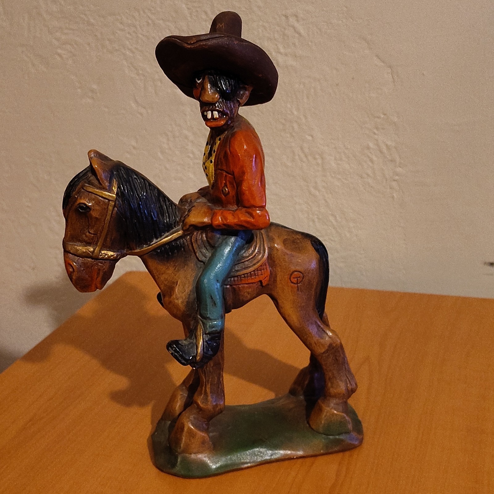 Vintage H.S Andy Anderson Cowboy on Horseback Chalkware Sculpture RARE sculptur