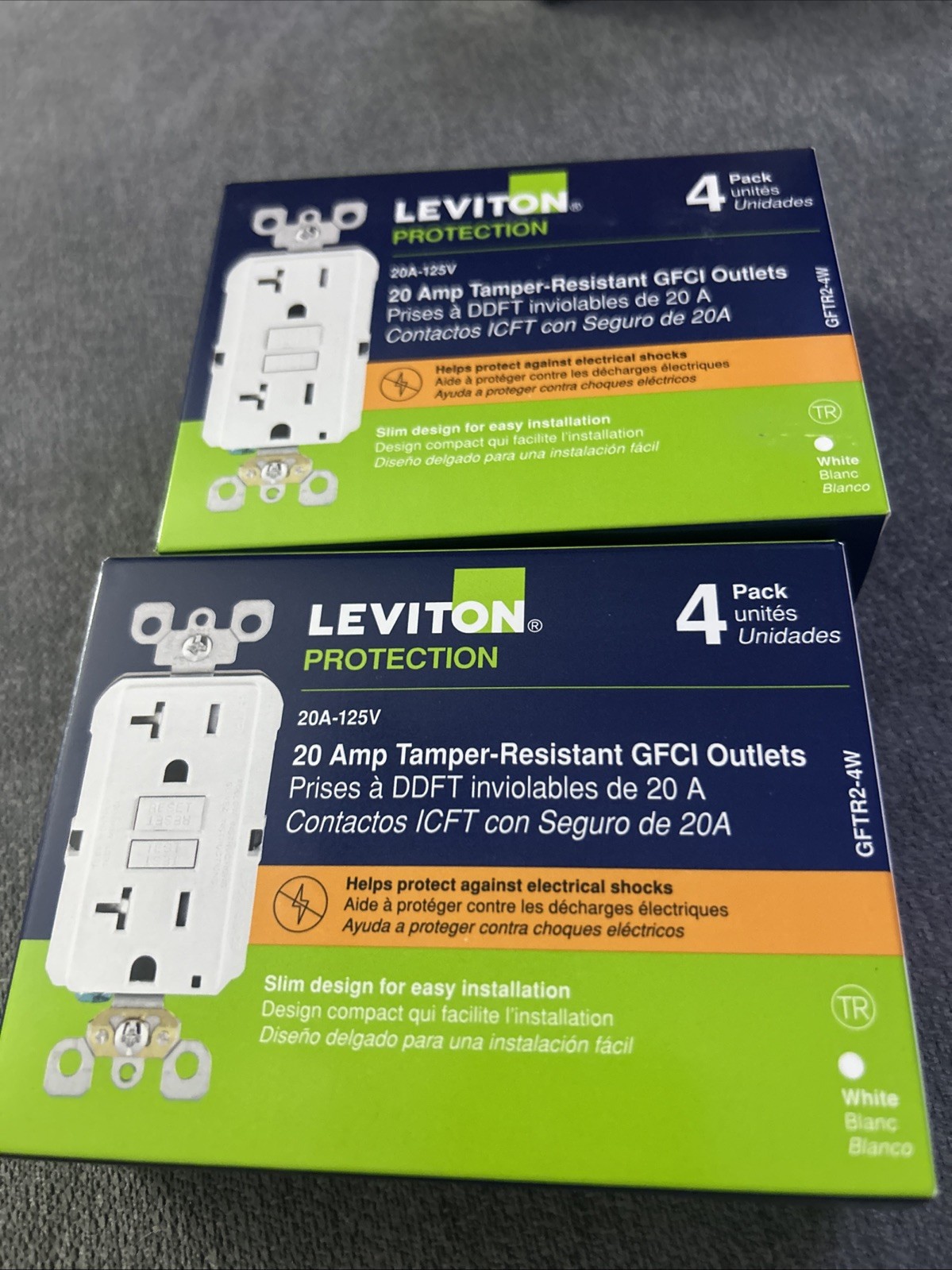Leviton 20 Amp Tamper Resistant GFCI GFTR2-4W 2 4 Packs