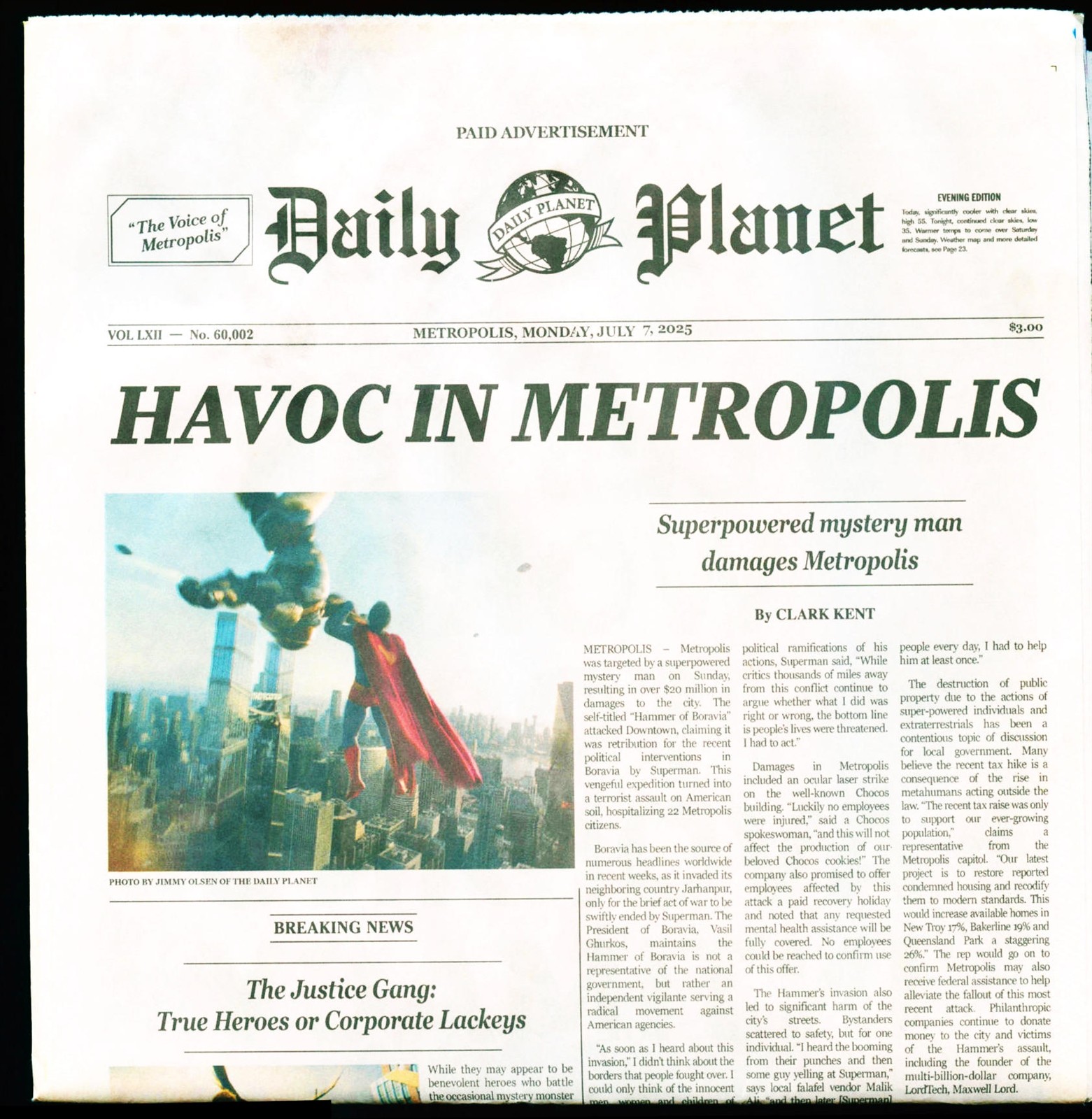 Daily Planet JULY 7 2025 fn 6.0 4/7/2025 USA TODAY NewsPaper w/Special Front Pa