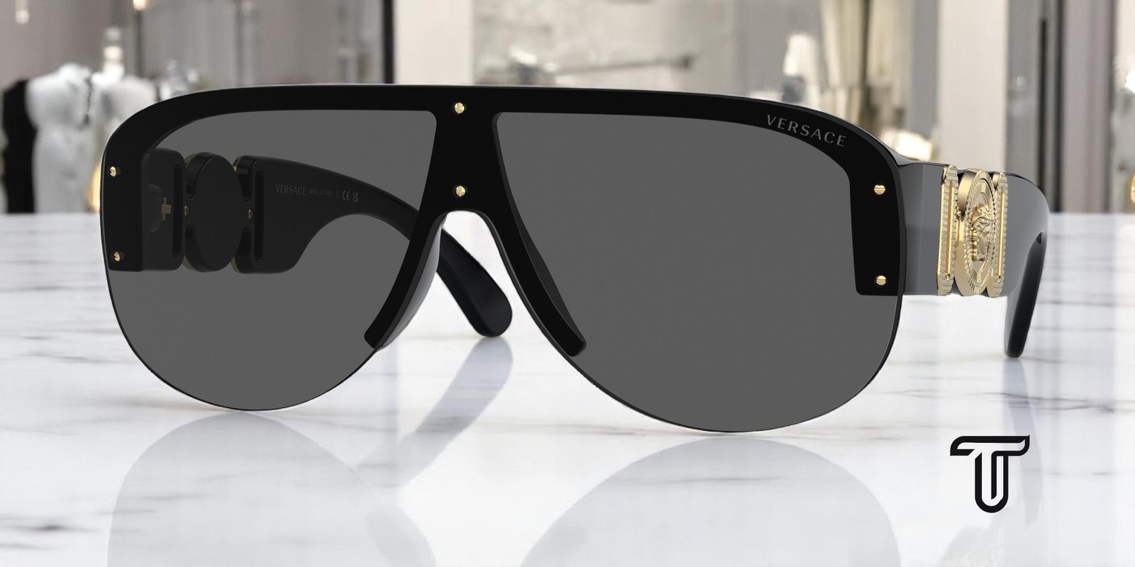 VERSACE VE4391 GB1 87 Black Dark Grey 48 mm Men\'s Sunglasses