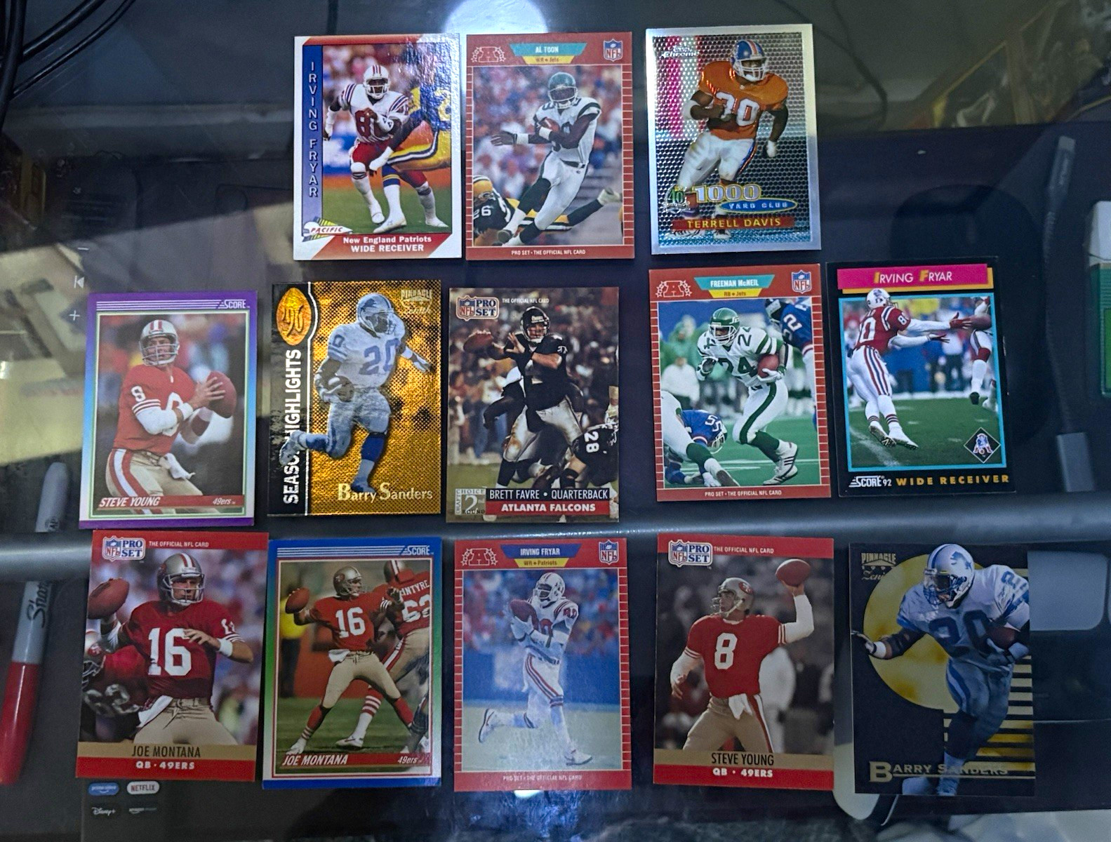 13 Card NFL Lot Joe Montana Brett Favre Barry Sanders Steve Young Vintage 13 Card NFL Lot Joe Montana Brett Favre Barry Sanders Steve Young Vintage