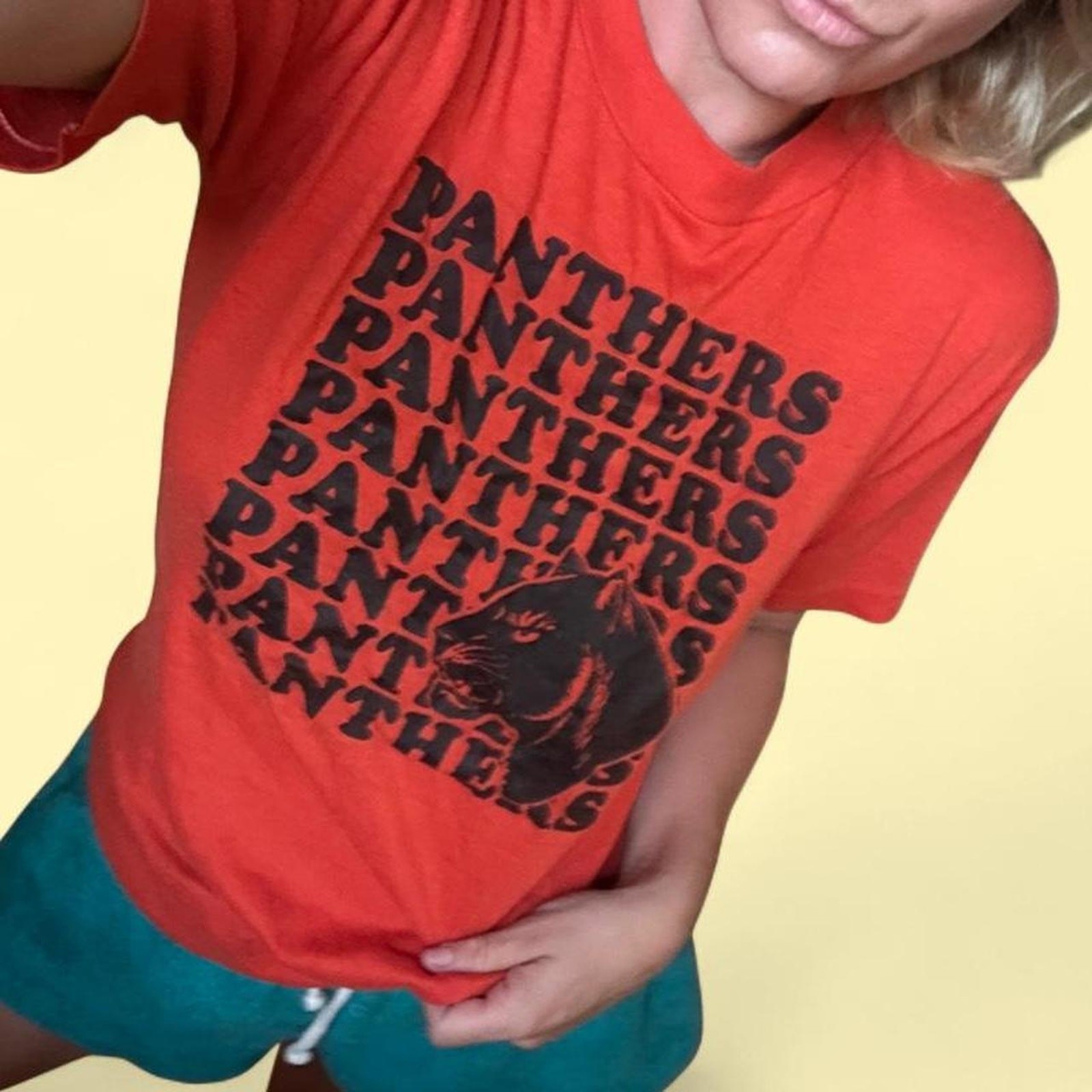 VINTAGE 80s Red/ Orange Panthers Single Stitch Graphic Tee –SMALL-  Made in USA