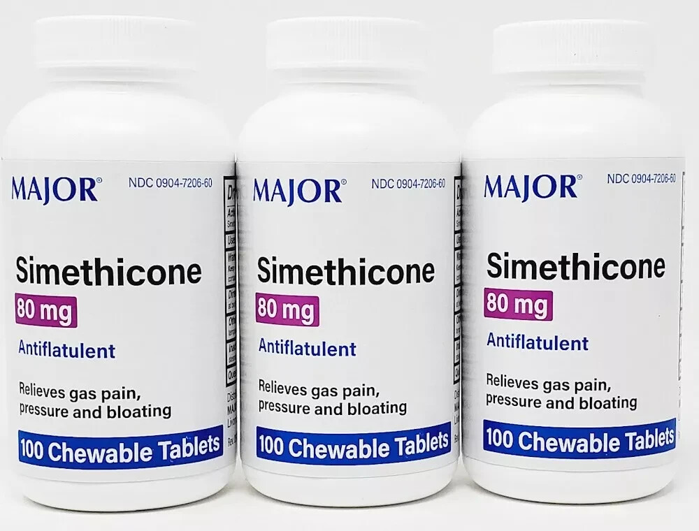 Major Simethicone 80mg - 100 Chewable Mint Tablets for Gas | Exp 7-2026 (3 Pack) Major Simethicone 80mg - 100 Chewable Mint Tablets for Gas | Exp 7-2026 (3 Pack)