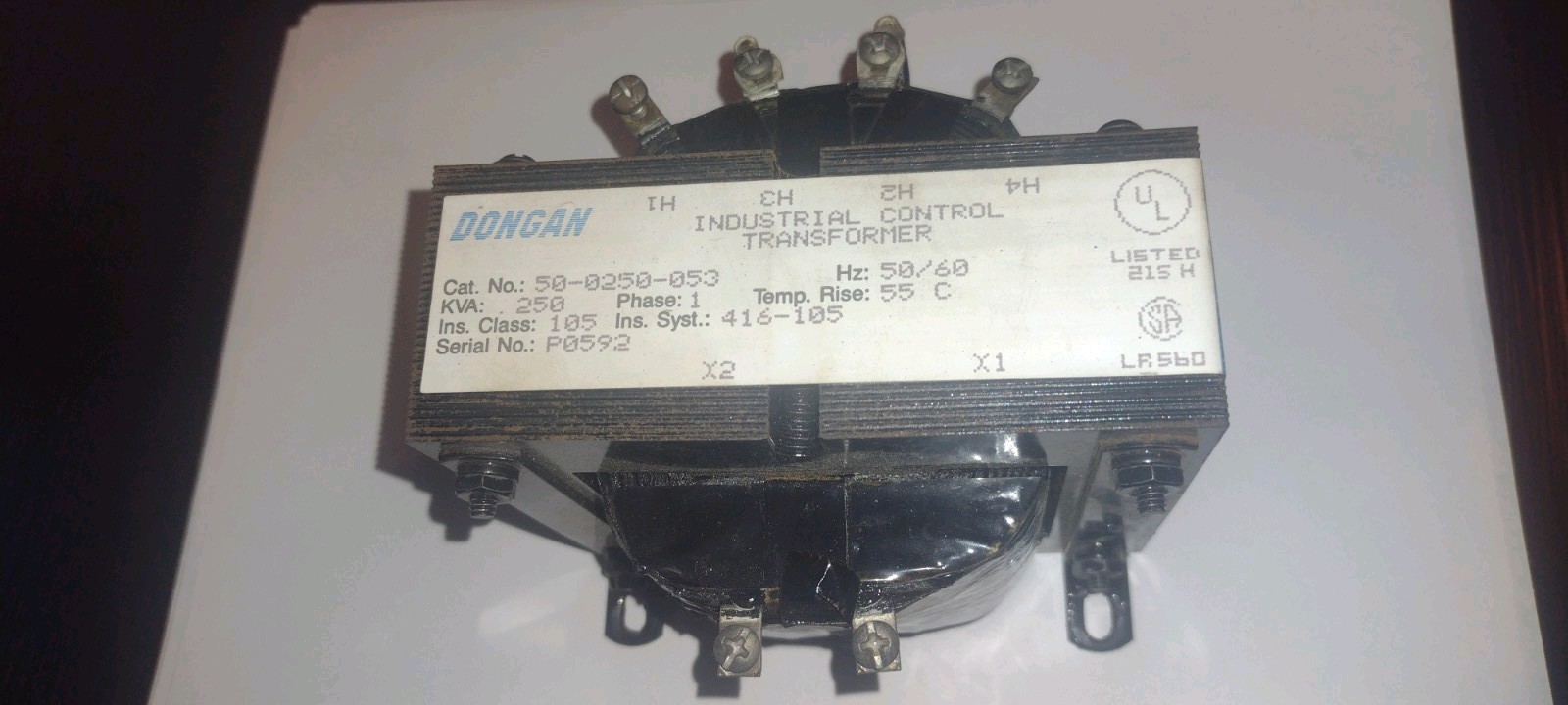 Dongan 50-0250-053 Control Transformer, 240/480 In, 120 Out, 250va