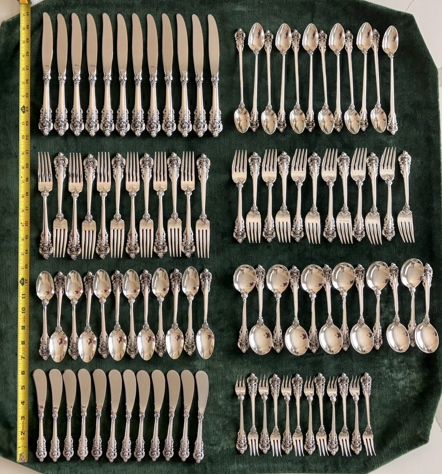 Vintage Wallace Grande Baroque Sterling Silver Set for 12 114 Pc Chest
