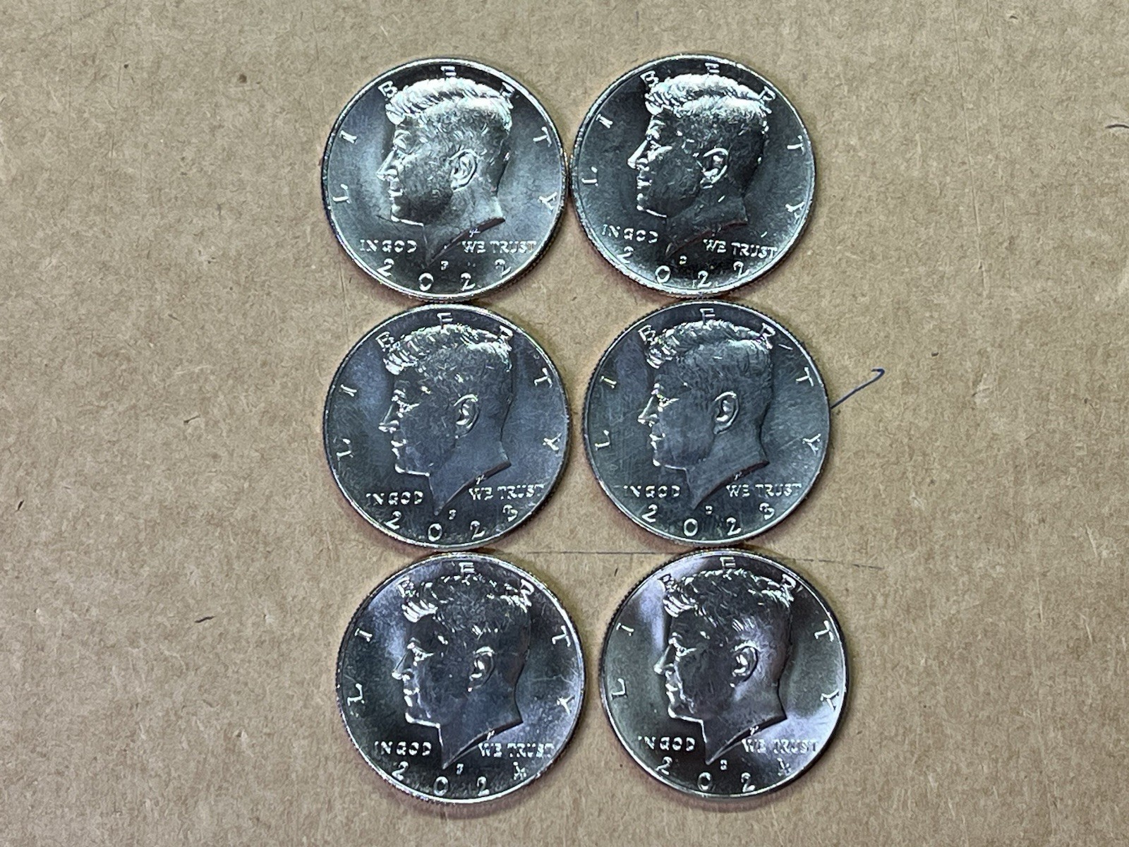 2022 2023 2024 P&D Kennedy Half Dollar Uncirculated 6 Coins 3 Years 50c 2022 2023 2024 P&D Kennedy Half Dollar Uncirculated 6 Coins 3 Years 50c