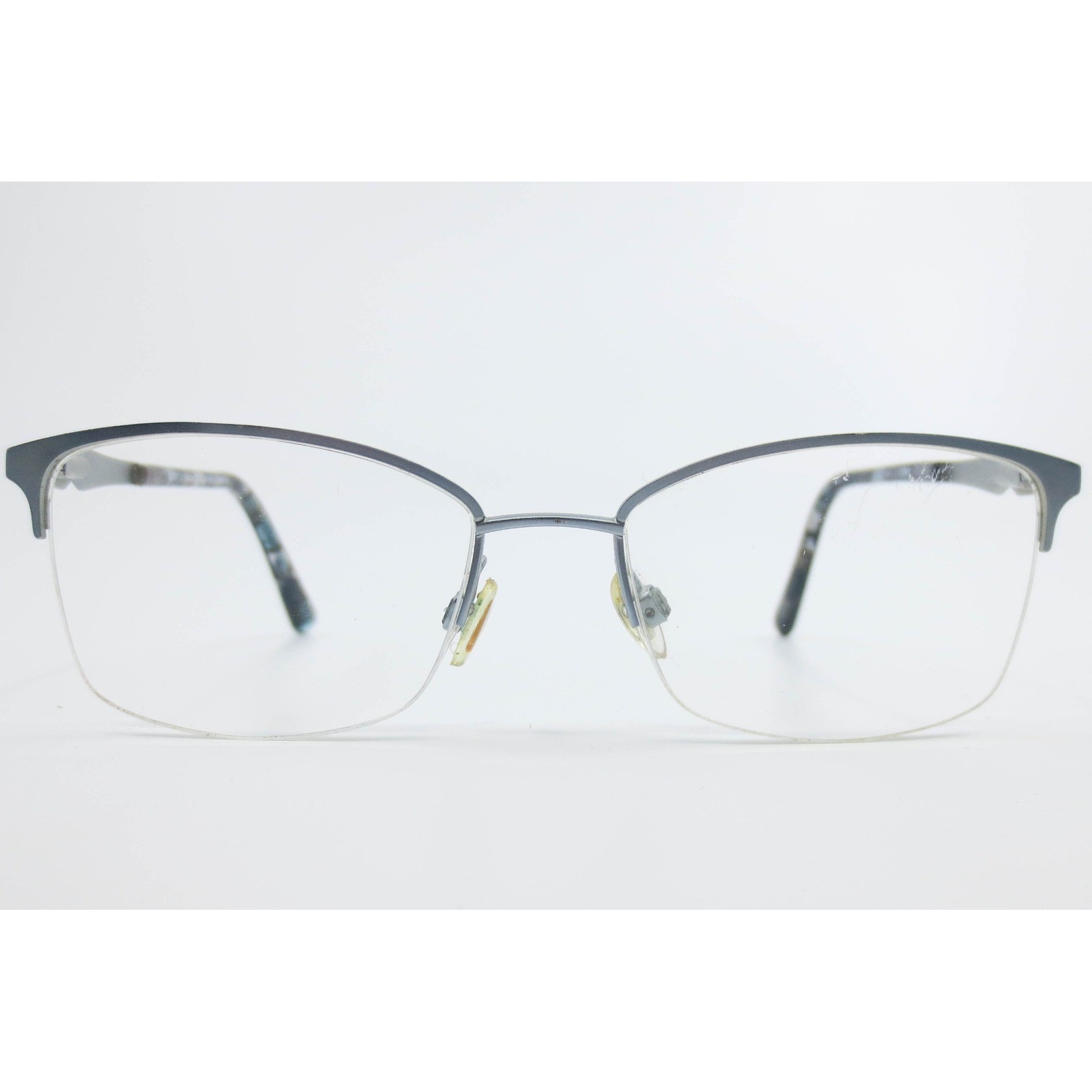 Ellen Tracy Wexford Gunmetal Semi Rimless Eyeglasses 52-17-135 Blue Marble