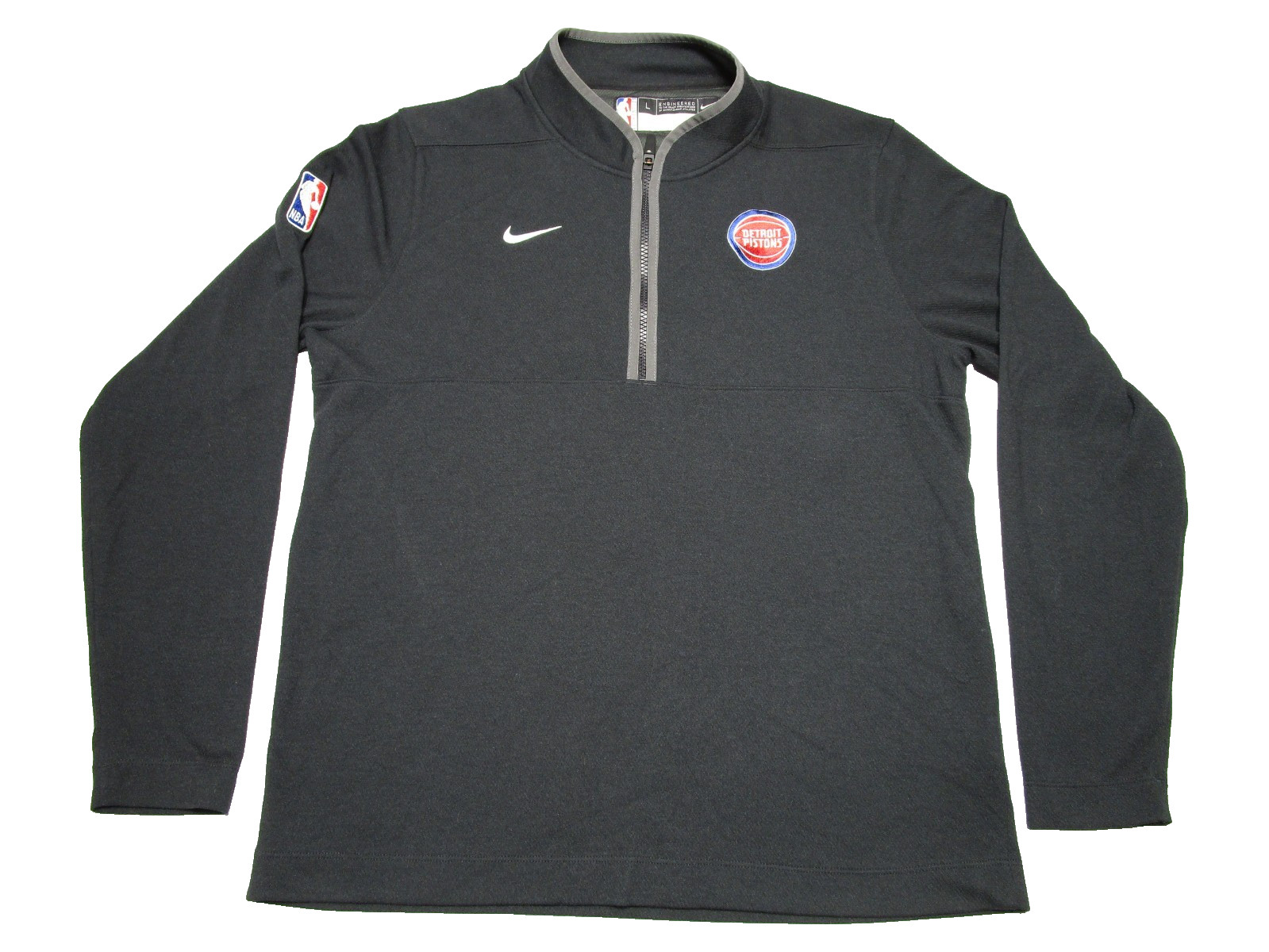 NBA Authentics Detroit Pistons Nike Dri Fit 1/4 zip black pullover DN8040-010