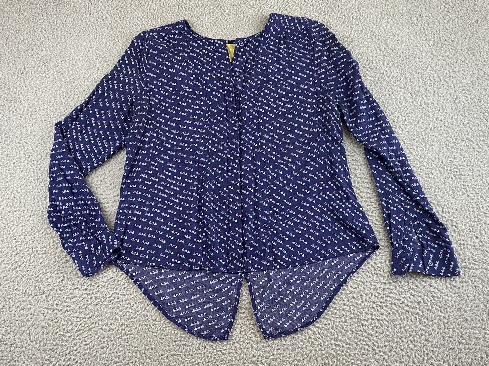 Anthropologie Size 8 Long Sleeve Blue Maeve Shirt Top + Pockets SOFT Excellent