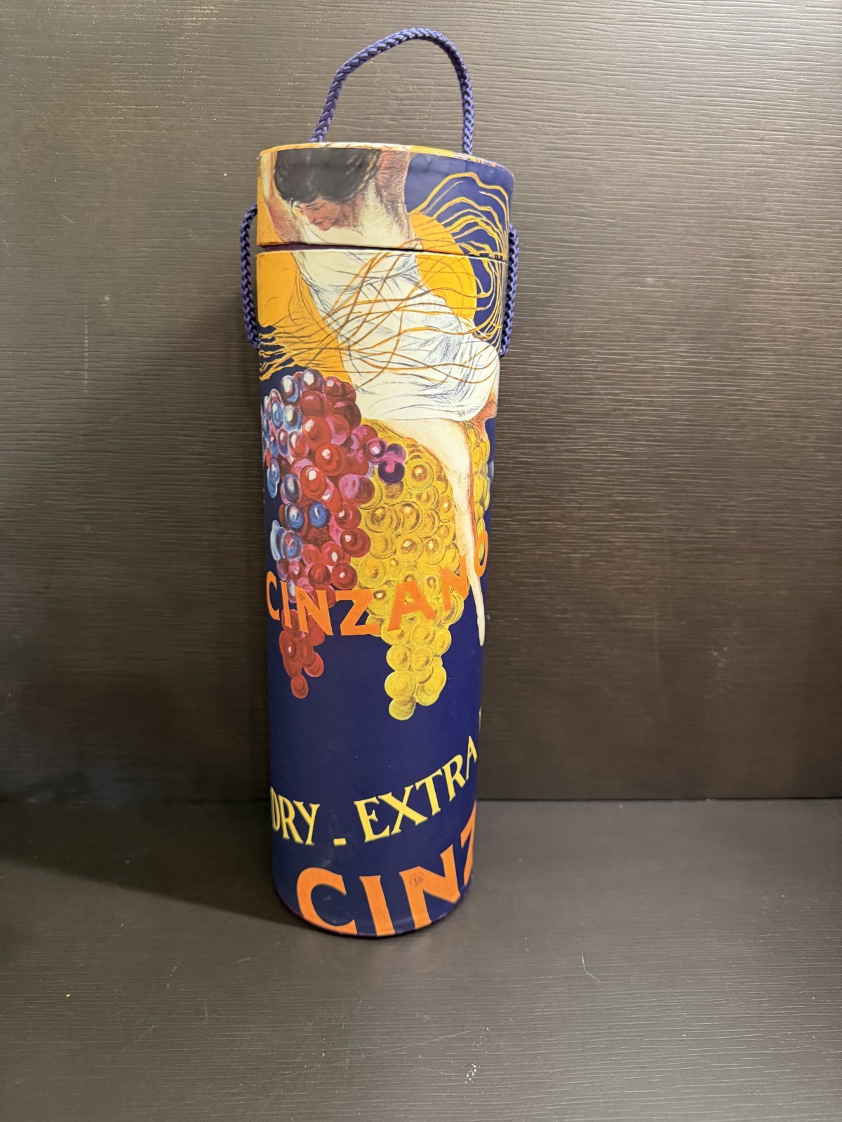 Vintage 2003 Tri-Coastal Design Cinzano Wine Gift Tube Box Art Deco Advertising