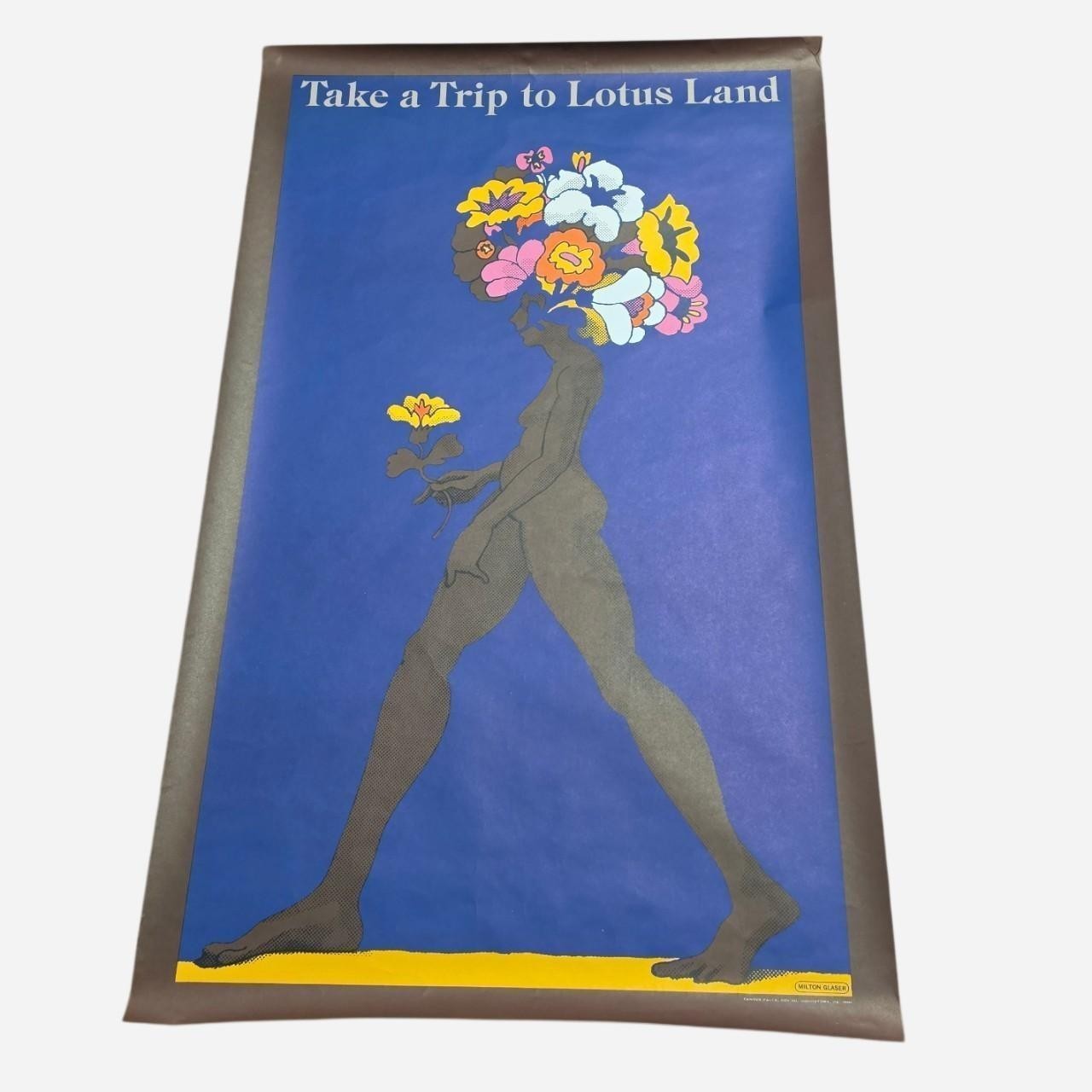 RARE Original vintage 1967 Milton Glaser Take A Trip To Lotus Land poster RARE Original vintage 1967 Milton Glaser Take A Trip To Lotus Land poster